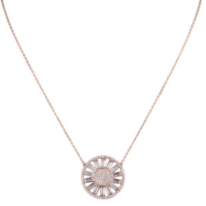Κολιέ ήλιος από ροζ επιχρυσωμένο ασήμι 925 με παγιέτες και ζιργκόν