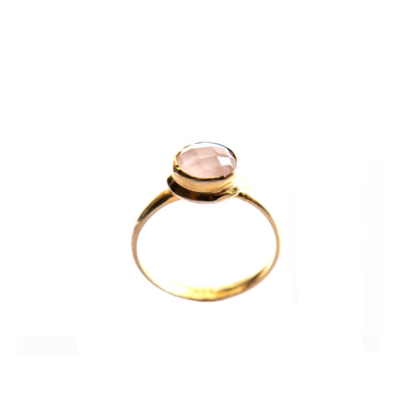 Δαχτυλίδι από ασήμι 925° επιχρυσωμένο και ροζ quartz