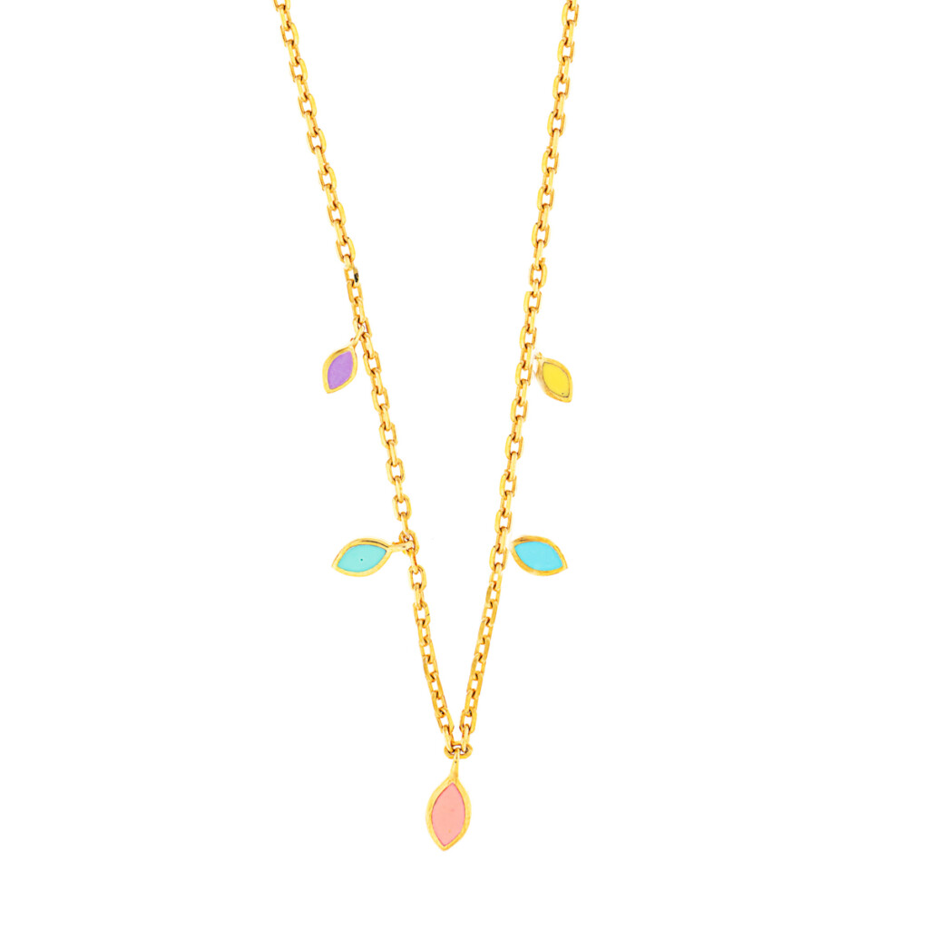 Κολιέ επιχρυσωμένο ασήμι 925 charms ρόμβους από σμάλτο