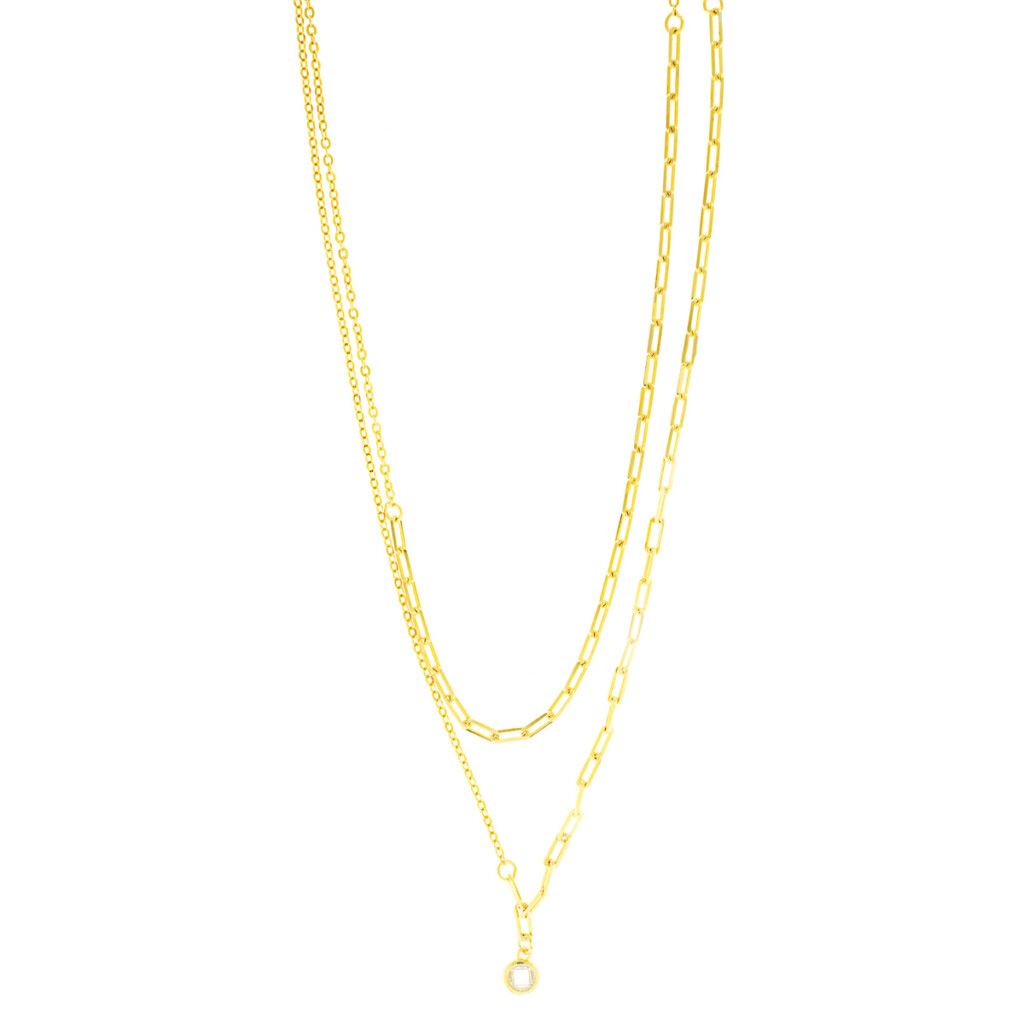 Κολιέ διπλή αλυσίδα από επιχρυσωμένο ασήμι 925°