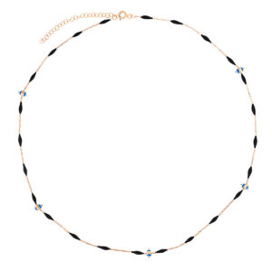 Κολιέ ασήμι 925 ροζ επιχρύσωση ματάκια και σταγόνες σμάλτου