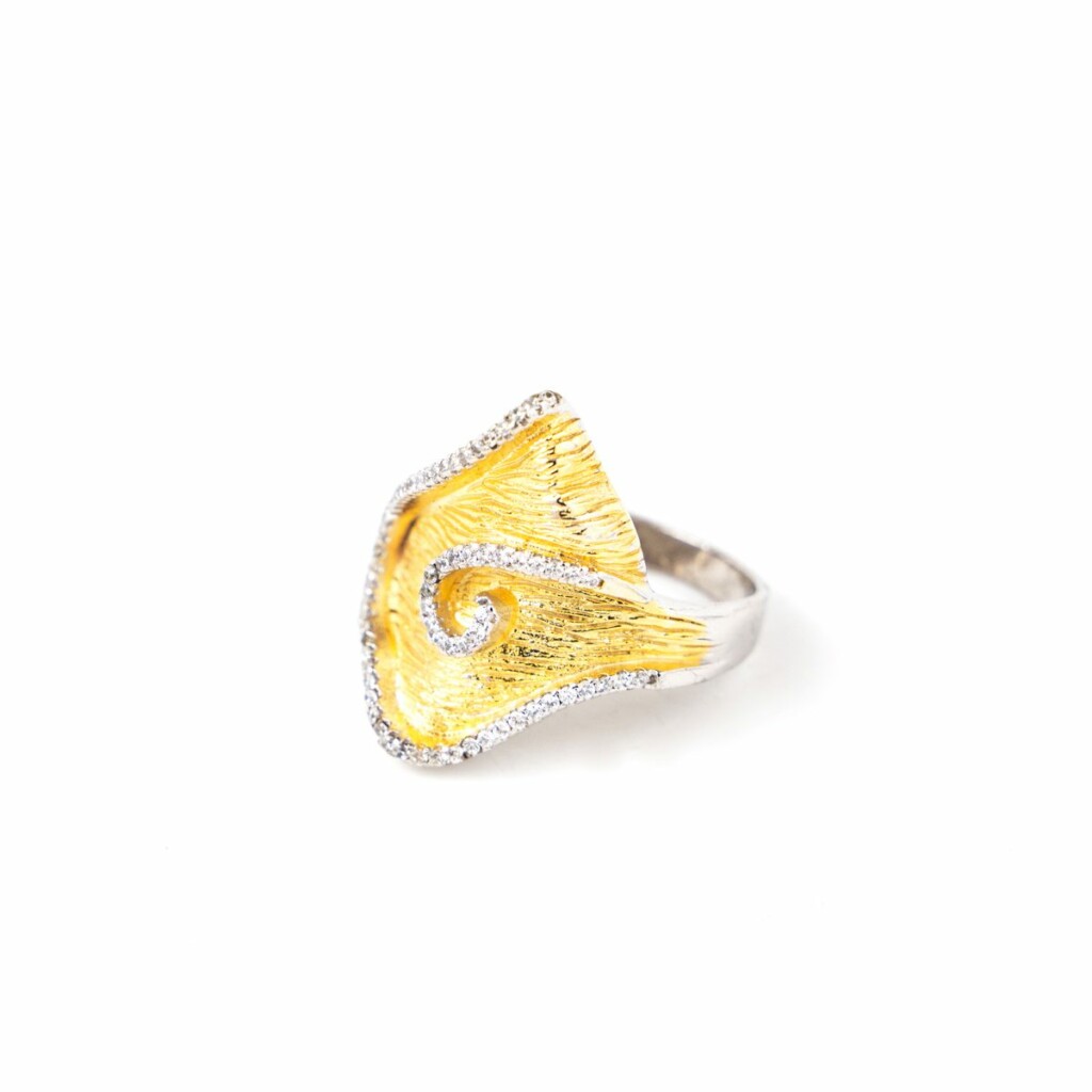 Δαχτυλίδι δίχρωμο ζαγρέ από ασήμι 925°