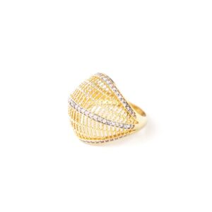 Δαχτυλίδι με πλέγμα και ζιργκόν από ασήμι 925° επιχρυσωμένο