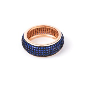 Δαχτυλίδι από ροζ ασήμι 925° ολόβερο με μπλε ζιργκόν