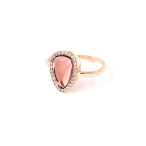 Δαχτυλίδι με μωβ ροζέτα από ροζ ασήμι 925°