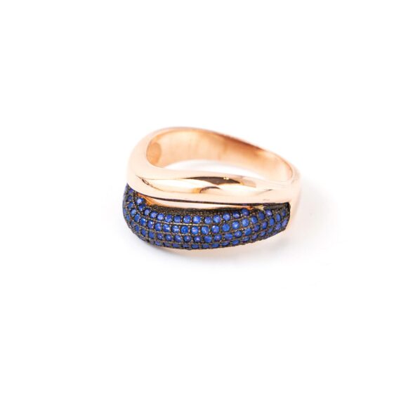 Δαχτυλίδι μπλε ζιργκόν από ροζ ασήμι 925°
