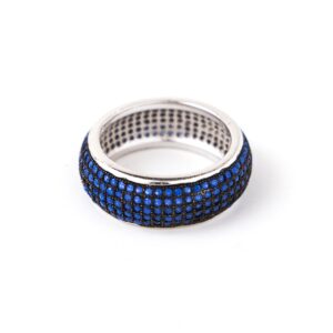 Δαχτυλίδι από ασήμι 925° επιπλατινωμένο ολόβερο με μπλε ζιργκόν