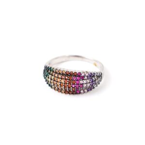 Δαχτυλίδι από επιπλατινωμένο ασήμι 925° και πολύχρωμα ζιργκόν