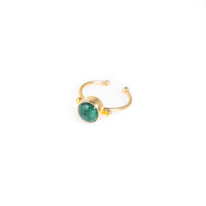 Χειροποίητο δαχτυλίδι με πράσινο αχάτη από επιχρυσωμένο ασήμι 925°