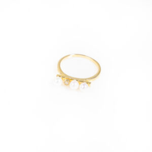 Επίχρυσο δαχτυλίδι με μαργαριτάρια και ζιργκόν από ασήμι 925