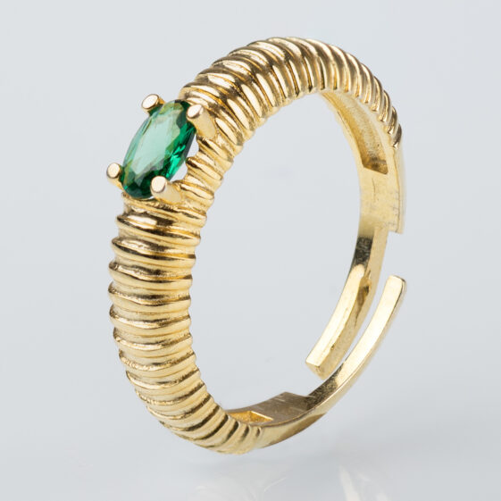 Σεβαλιέ δαχτυλίδι με πράσινη πέτρα