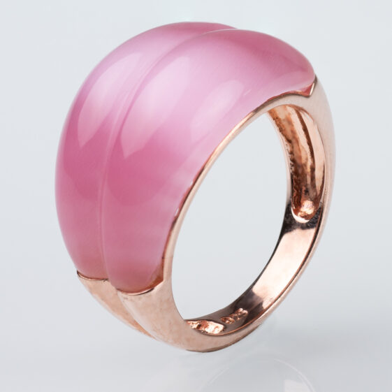Δαχτυλίδι σεβαλιέ κεραμικό ροζ από ροζ ασήμι 925