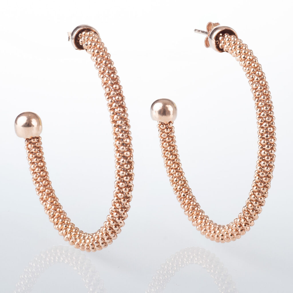 Μεγάλοι vintage κρίκοι σκουλαρίκια από ροζ ασήμι 925