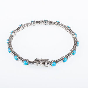 Βραχιόλι ασημένιο με παγιέτες και τυρκουάζ