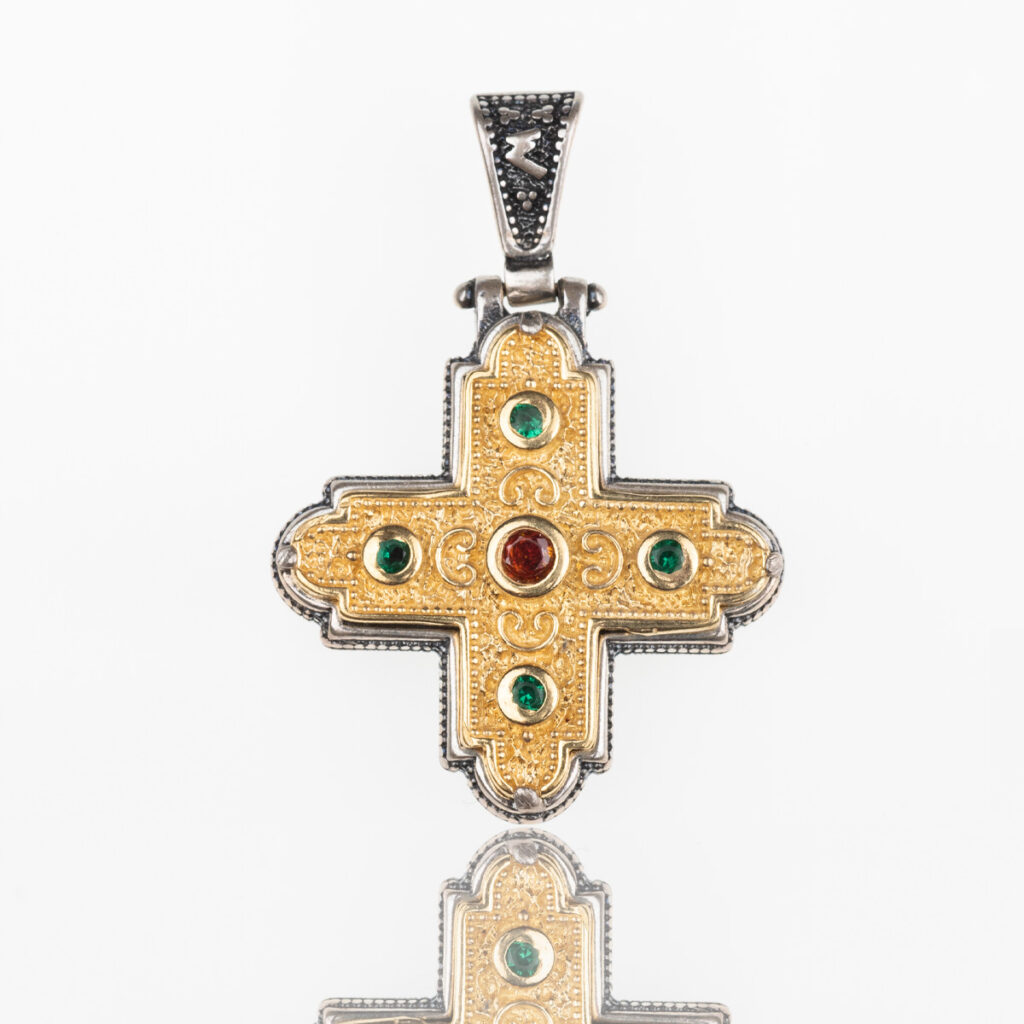Σταυρός ασημένιος 925 δίχρωμος βυζαντινός