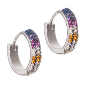 Σκουλαρίκια κρίκοι με πολύχρωμα ζιργκόν ασήμι 925