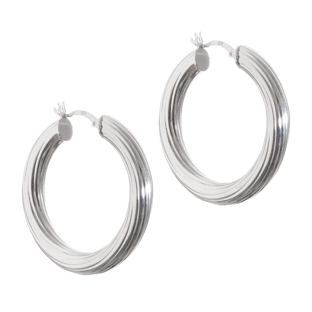 Σκουλαρίκια κρίκοι μεσαίοι ασημένιοι 925