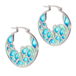 Σκουλαρίκια κρίκοι με σμάλτα enamel ασήμι 925