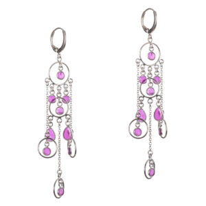 Σκουλαρίκια μακριά με φούξ αχάτες ασήμι 925