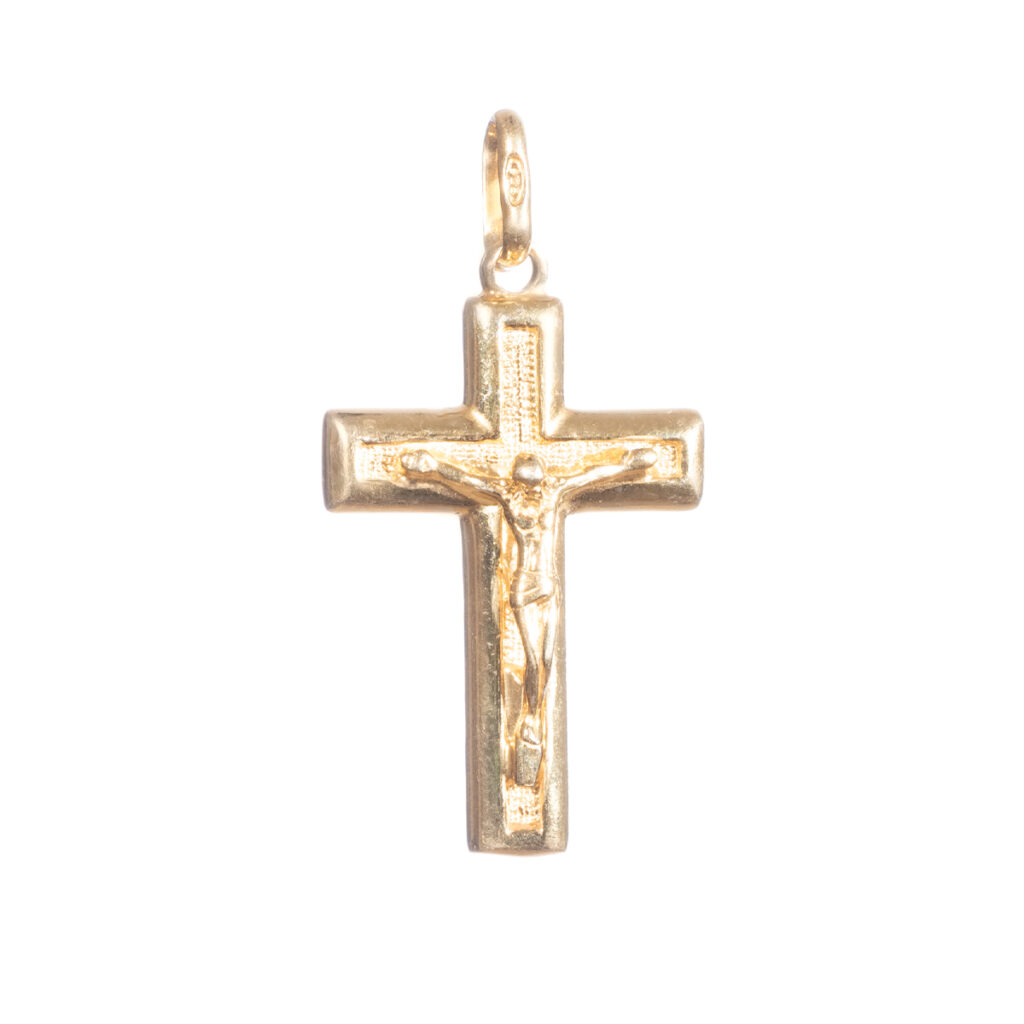 Σταυρός unisex με εσταυρωμένο από ασήμι 925 επιχρυσωμένο