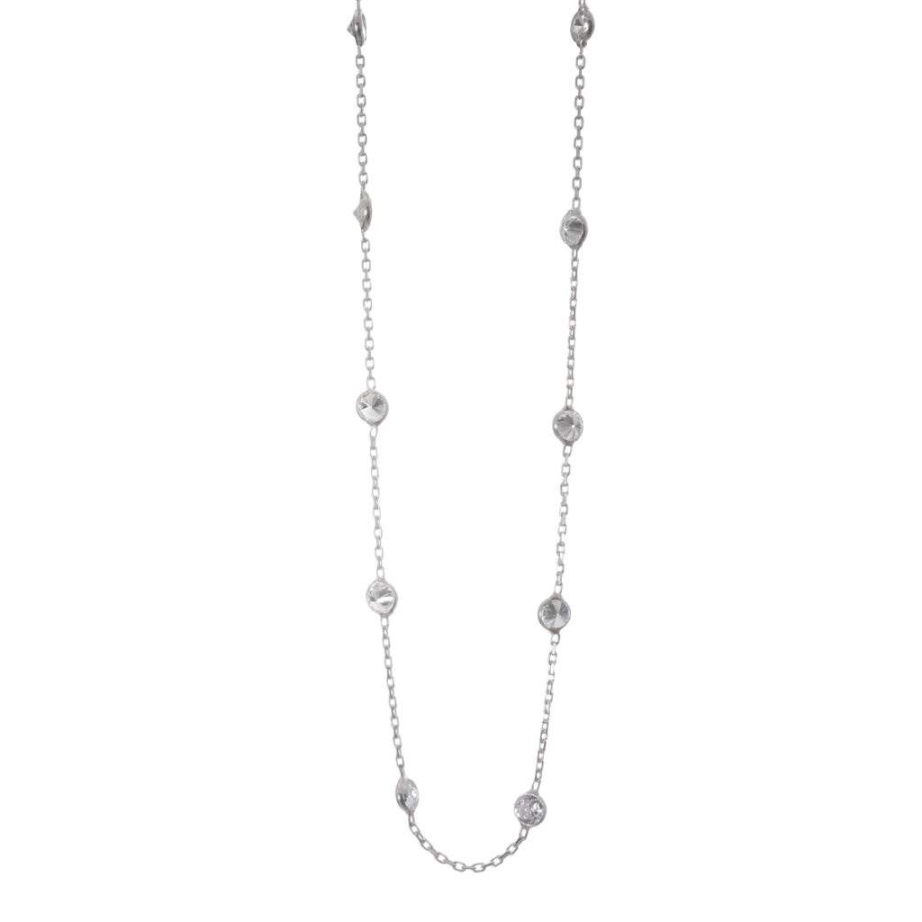 Κολιέ αλυσίδα με ένθετα ζιργκόν από ασήμι 925