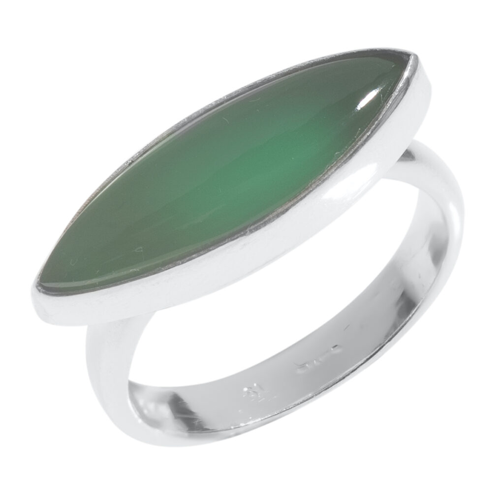 Δαχτυλίδι με πράσινο νεφρίτη από ασήμι 925