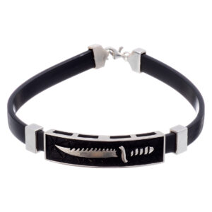 Βραχιόλι ανδρικό με πλατύ καουτσούκ από ασήμι 925