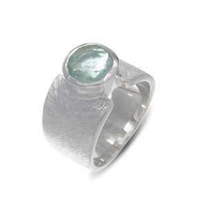 Δαχτυλίδι μονόπετρο με flurite λίθο από ασήμι 925