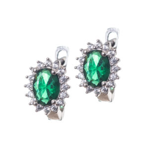 Σκουλαρίκια ροζέτες πράσινες ασήμι 925