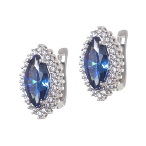 Σκουλαρίκια ροζέτες μπλε ασήμι 925