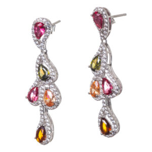 Σκουλαρίκια με πολύχρωμα ζιργκόν ασήμι 925