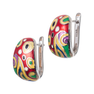 Σκουλαρίκια με πολύχρωμα σμάλτα ασήμι 925