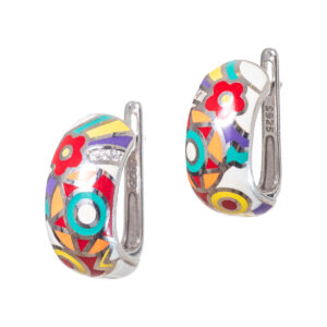 Σκουλαρίκια κρίκοι με σμάλτα ασήμι 925