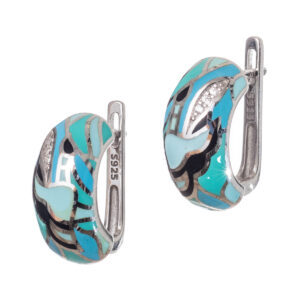 Σκουλαρίκια πολύχρωμα σμάλτα ασήμι 925