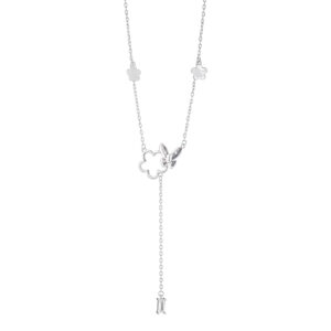 Κολιέ λουλούδια/πεταλούδα από ασήμι 925