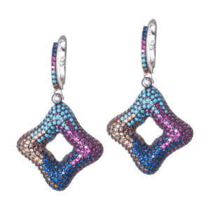 Σκουλαρίκια με πολύχρωμα ζιργκόν ασήμι 925