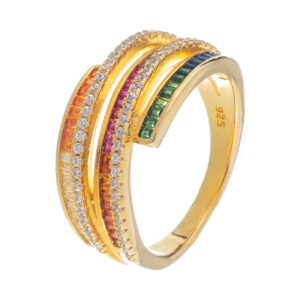 Δαχτυλίδι από ασήμι 925 με πολύχρωμα ζιργκόν