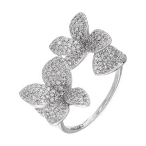 Δαχτυλίδι από επιροδιωμένο ασήμι 925 λουλούδια