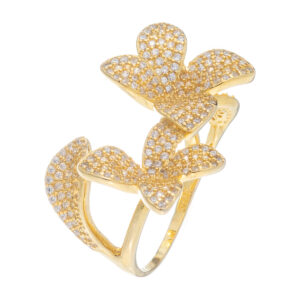 Δαχτυλίδι λουλούδια από ασήμι 925 με επιχρύσωση Κ14