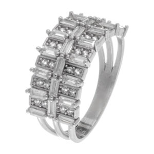 Δαχτυλίδι με λευκά ζιργκόν από ασήμι 925