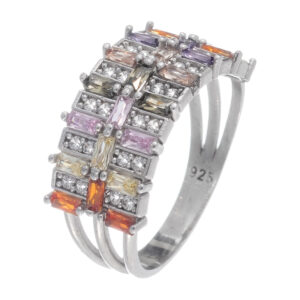 Δαχτυλίδι με ζιργκόν σε διάφορα χρώματα από ασήμι 925