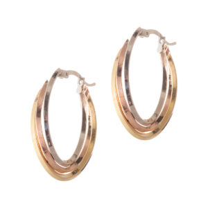 Σκουλαρίκια κρίκοι σταγόνα από ασήμι 925 τρίχρωμο