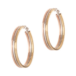 Σκουλαρίκια κρίκοι τρίχρωμοι από ασήμι 925