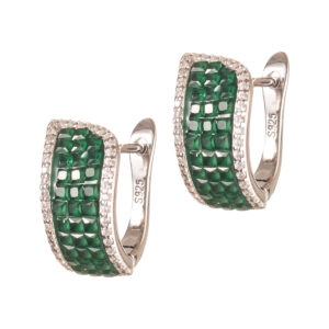 Σκουλαρίκια κρίκοι με πράσινα ζιργκόν από ασήμι 925