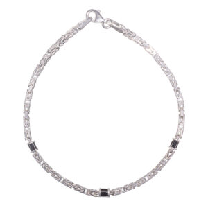 Ασημένιο 925 βραχιόλι βυζαντινό 2.5mm με μαύρες πέτρες unisex