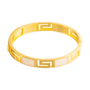 Χειροπέδα μαίανδρος από ασήμι 925 επιχρυσωμένο Κ14 με οπάλιο