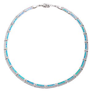 Κολιέ με μπλε όπαλ και ζιργκόν