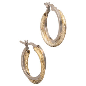 Δίχρωμοι κρίκοι ασημένιοι 925 μικρό μέγεθος